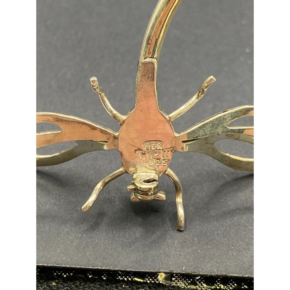 Vintage Taxco Mexico Sterling Silver 925 Black Onyx Dragon Fly Pin Brooch - Picture 10 of 11
